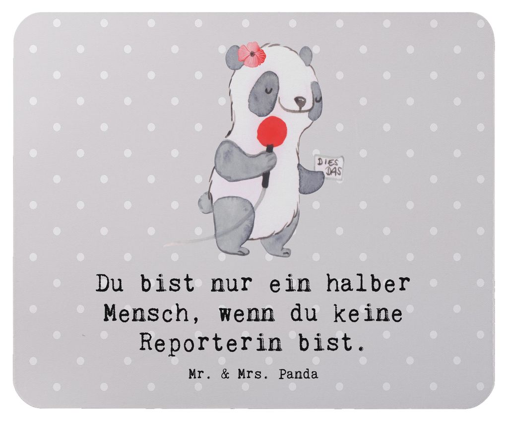 Mr. & Mrs. Panda Mousepad Reporterin Herz - Grau Pastell - Produktbild 