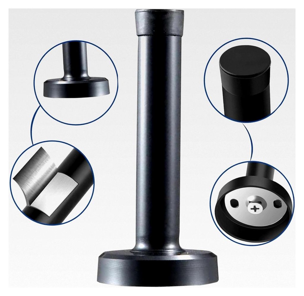 Türstopper Wand Schwarz, 12CM, mit Schalldämpfung und Gummi Puffer, Mattschwarz