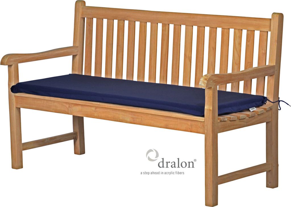 Bankpolster 140x47 cm marine blau navy als Polster für Holzbank waschbares und UV-beständiges Sitzkissen Auflage Gartenbank