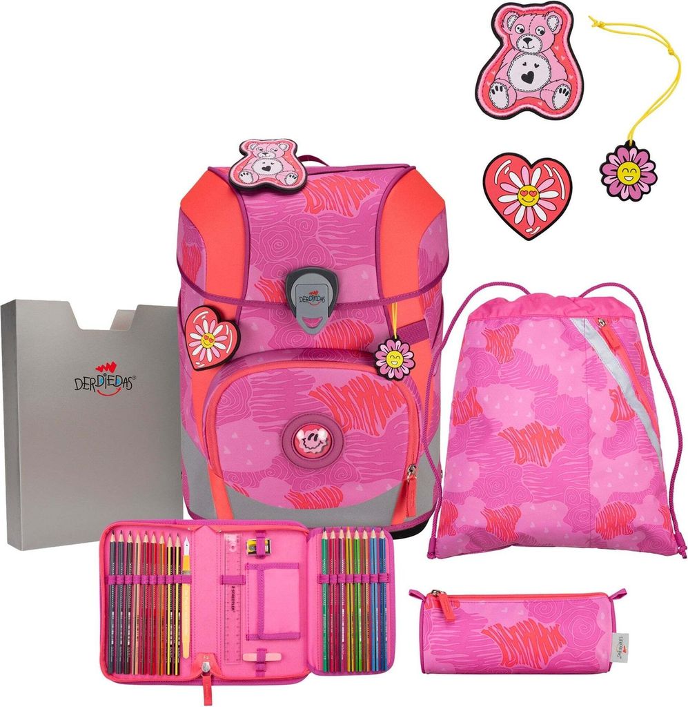 DerDieDas ErgoFlex Tiny Roses Schulranzen Set 5tlg.