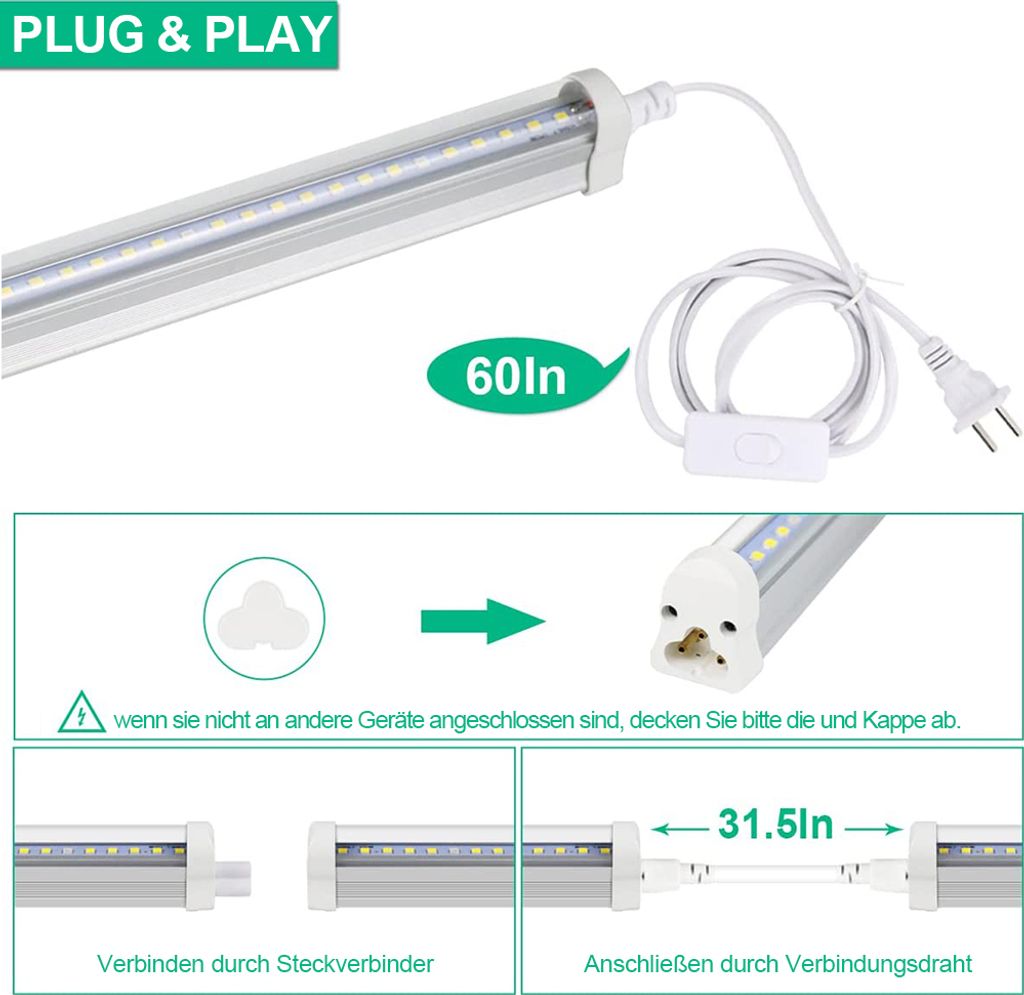 4x T5 LED Pflanzenlampe Vollspektrum Pflanzenlicht Produktbild 6