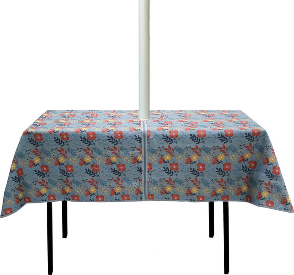 (Grau, rechteckig) 150 * 213 cm wasserdichte Tischdecke für den Außenbereich, Tischdecke mit Regenschirmloch und Reißverschluss, Terrassen-Tisch...