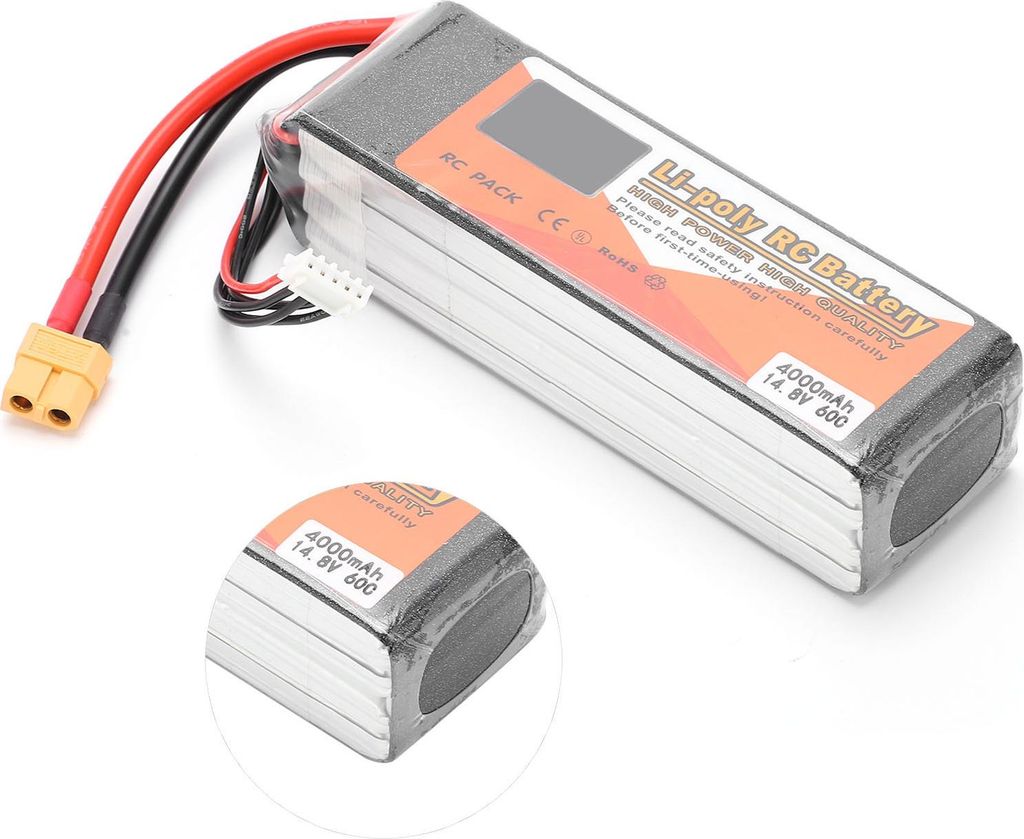 14.8V 4000mAh 4S 60C Lipo Akku Pack mit XT60 Stecker RC Akku für RC Auto Boot Helikopter Drohnen