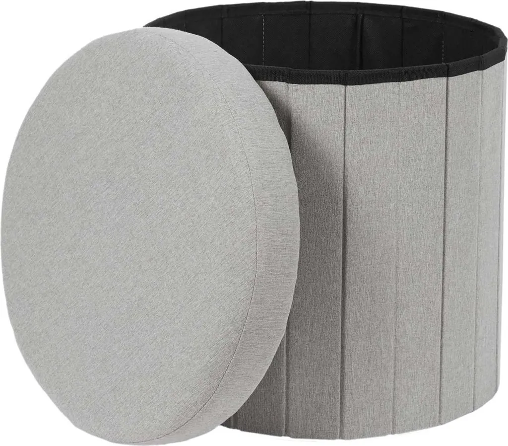 HowHomely Pouf gris 38x38x38 cm - Pouffe rond design moderne pour salon