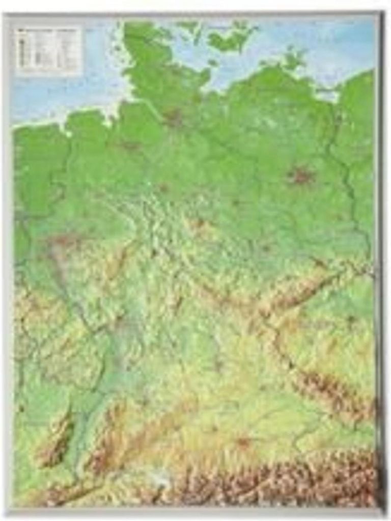 Reliefkarte Deutschland klein 1 : 2 400 000