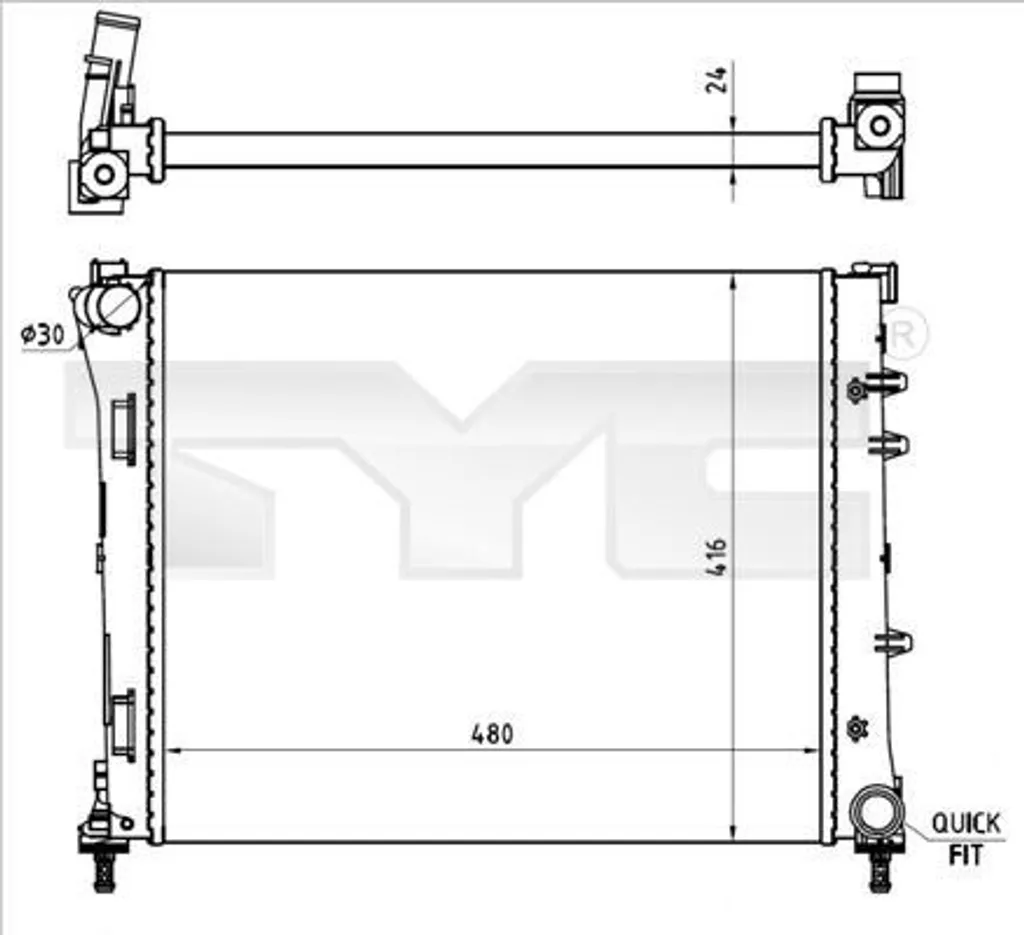 Radiateur de refroidissement moteur en aluminium pour Fiat 500 et Ford Ka RU8