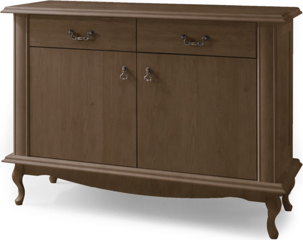 Konsimo Kommode mit Türen geschnitzte Füße "BRITON", Braun, Holz/Spanplatte, Classic, 125x89x47 cm