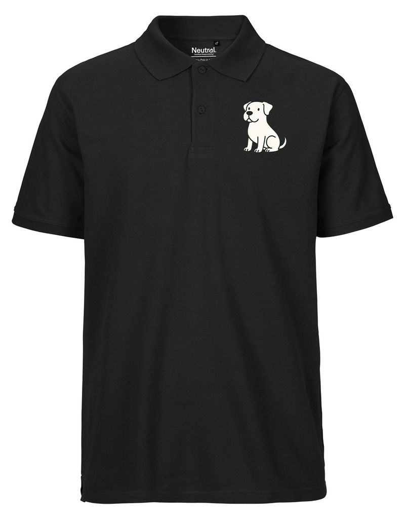 Huuraa Herren Polo Shirt Dogo Argentino Comic Dogo M Black Bio Baumwolle Fairtrade Poloshirt Geschenkidee