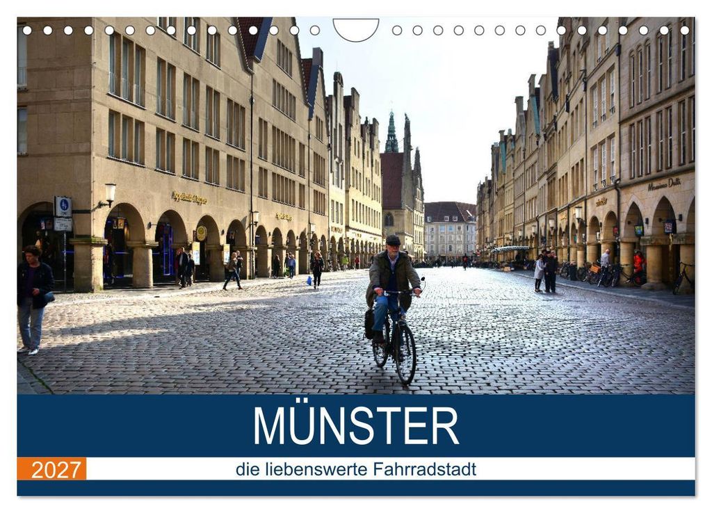 Münster - die liebenswerte Fahrradstadt (Wandkalender 2027 DIN A4 quer), CALVENDO Monatskalender