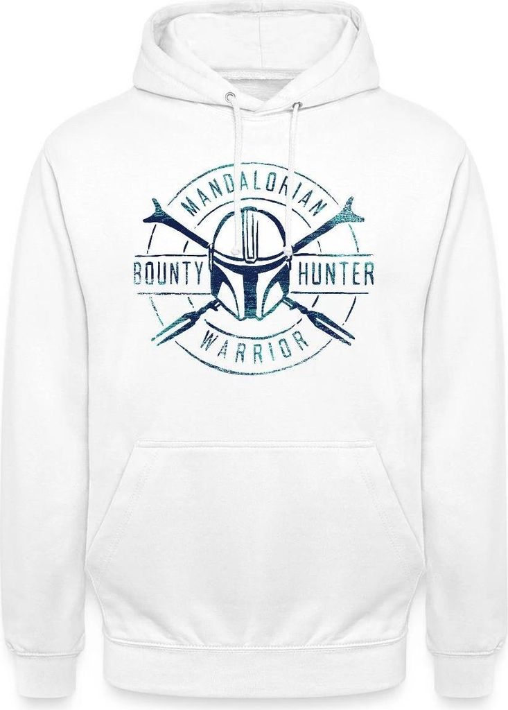 Star Wars: Mandalorian Bounty Hunter Warrior Motiv Uni Hoodie, M, Weiß