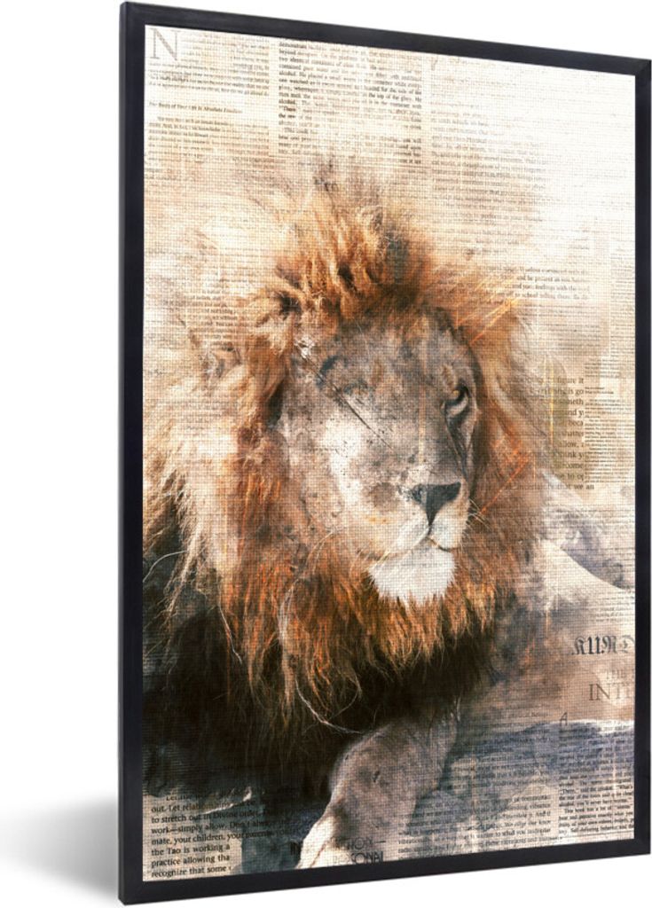 MuchoWow® MuchoWow® Gerahmtes Poster Löwe - Rauchen - Produktbild 