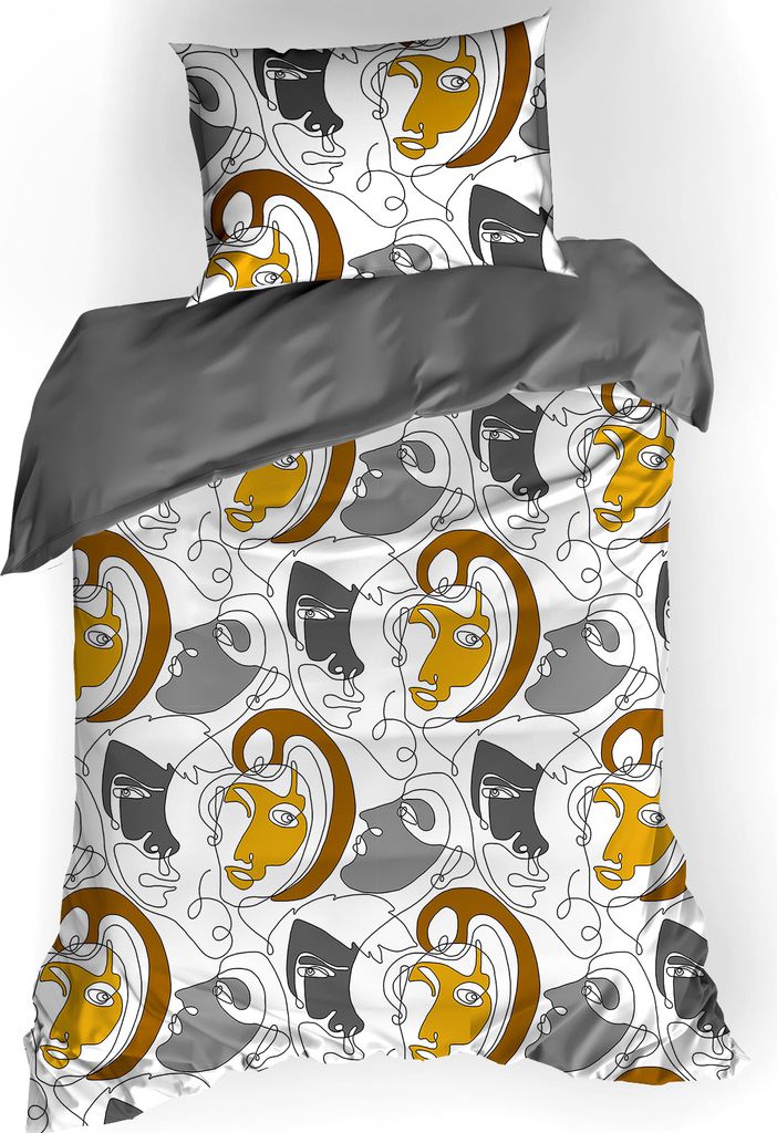 De Witte Lietaer Bettbezug Baumwollsatin, Anastasia Goldgelb - 140 x 200/220 + 60 x 70 cm