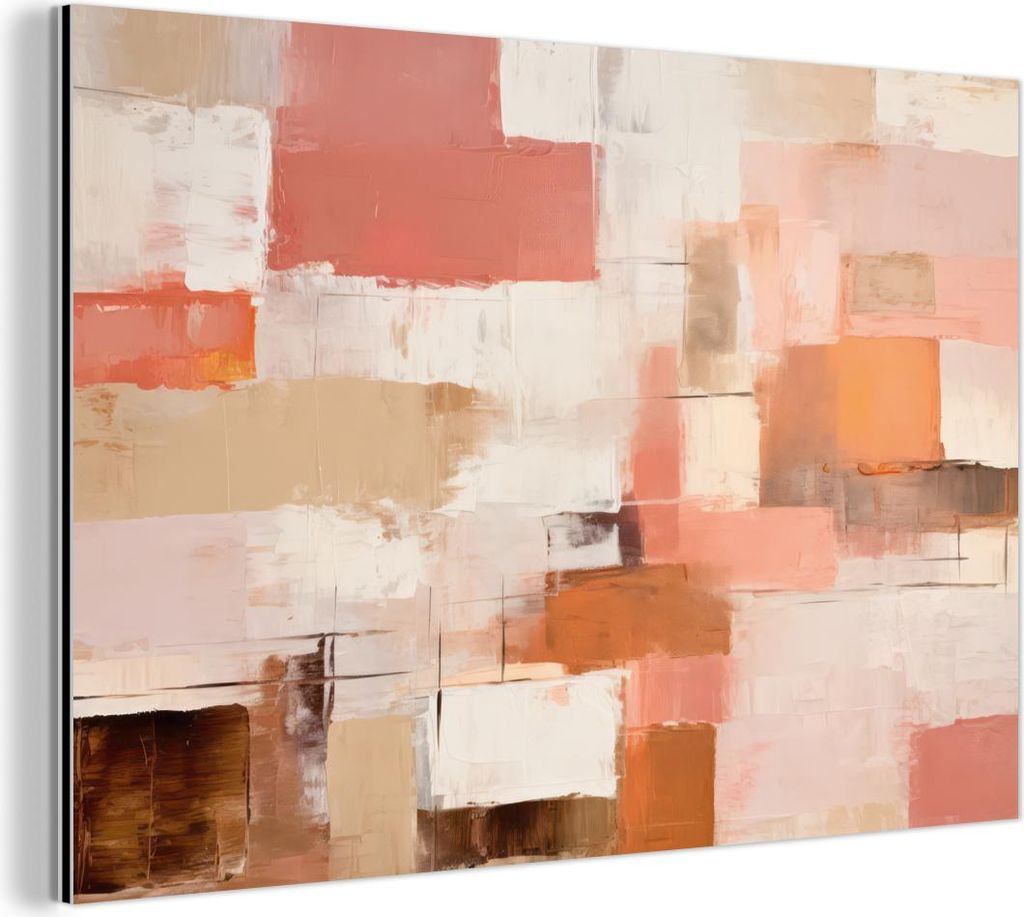 MuchoWow Wanddekoration Metall Metallbild Wandkunst 120x80 cm Kunst - Rosa - Abstrakt MuchoWow Aluminium Gemälde - Alu Bild