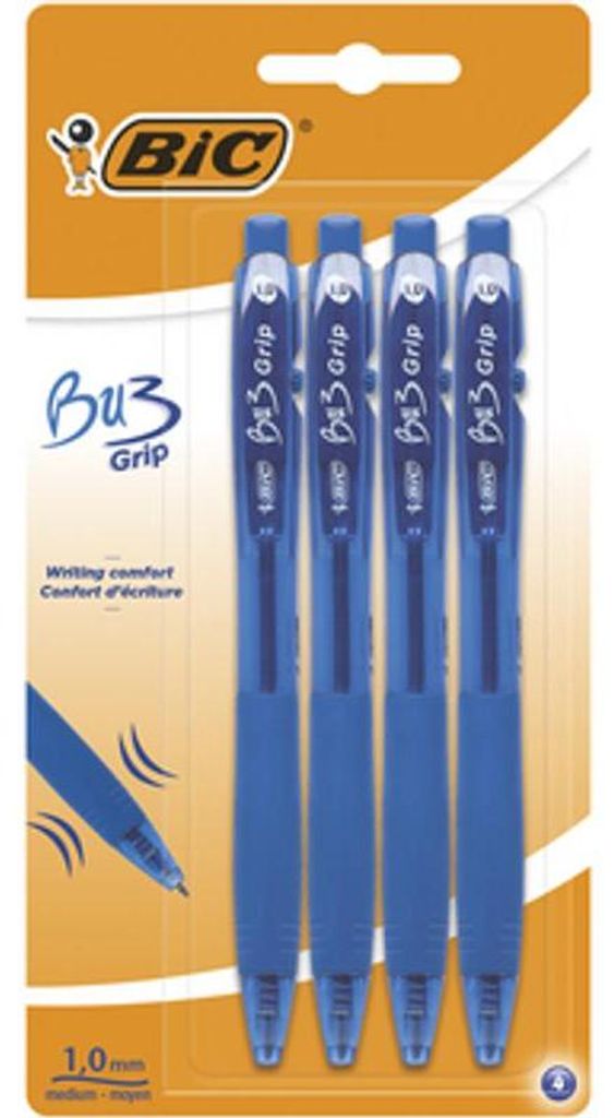 BIC BU3 Grip długopis automatyczny niebieski blister 4 Zdjęcie produktu 