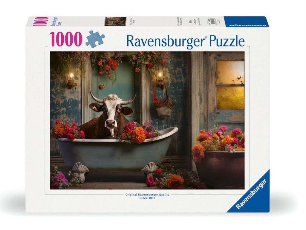 Ravensburger - Puzzle 1000 Krowa w wannie Zdjęcie produktu 