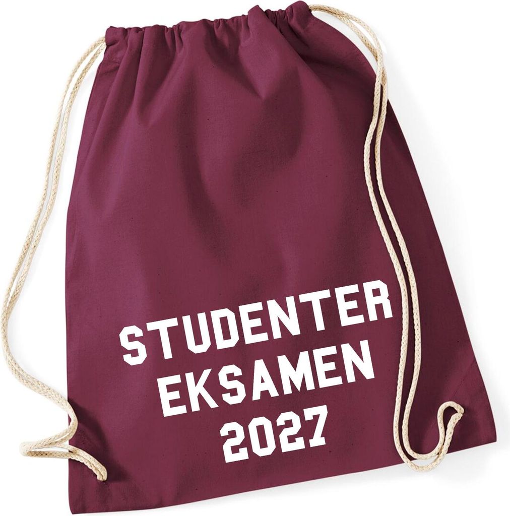 Huuraa Turnbeutel Studentereksamen 2027 Abschluss Dänemark 12 Liter Burgundy Baumwolle Rucksack Geschenkidee
