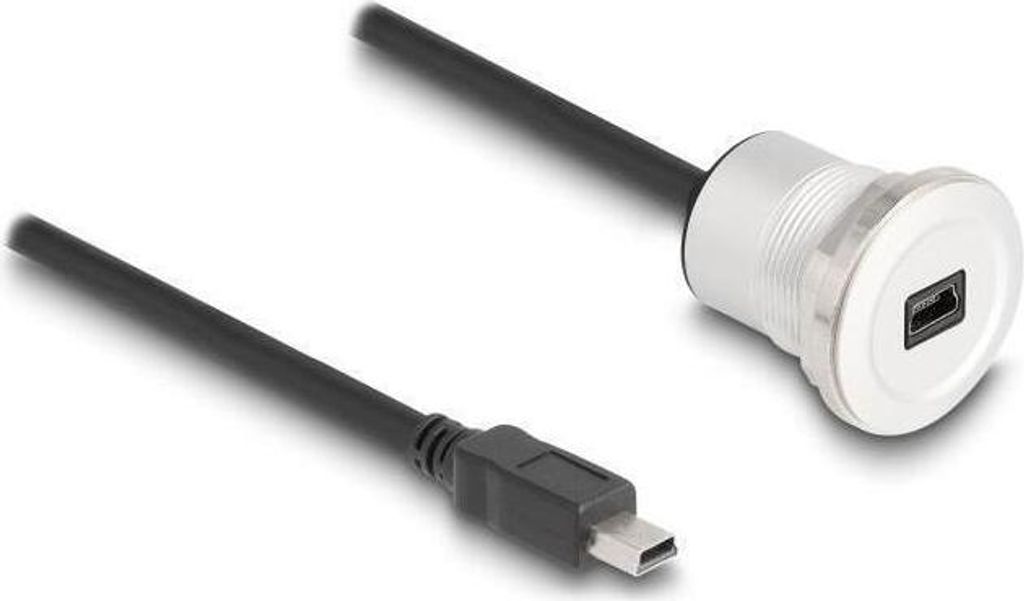DELOCK USB2.0 Mini-B Einbaubuchse mit Kabelp. St. Alu. 30cm