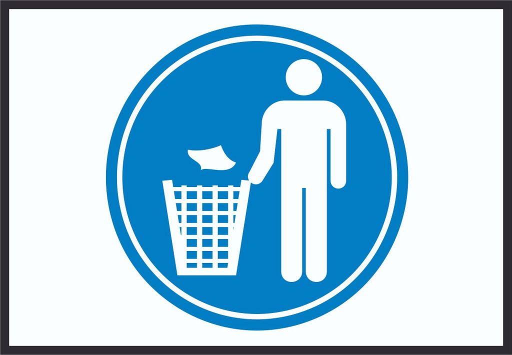 Bitte Abfalleimer benutzen Symbol Schild A6 Rückseite selbstklebend