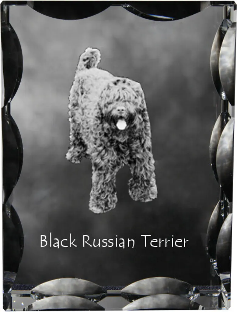 Statuetta Vetro Terrier Russo Nero Art-Dog - Cornice Foto Cristallo Lusso