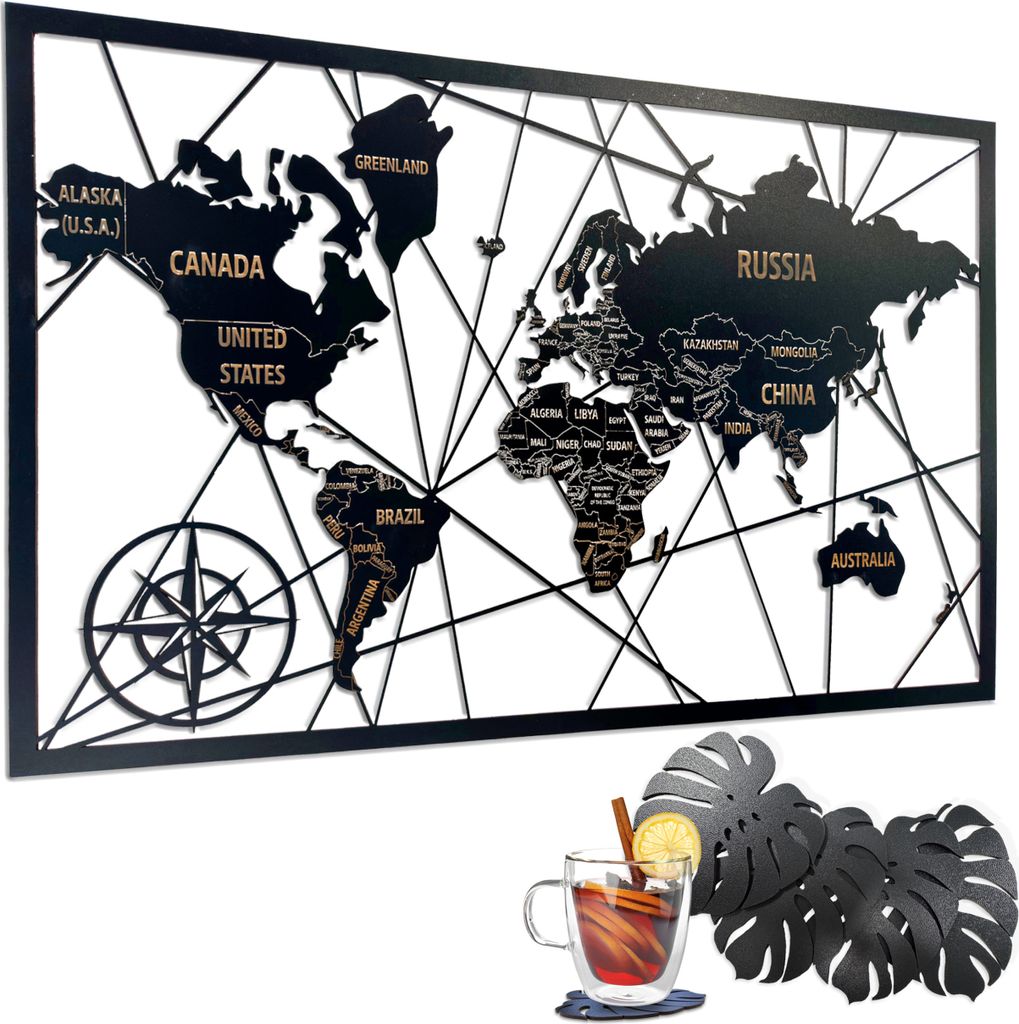 Dřevěný prolamovaný obraz Mapa světa 3D panel Nástěnná Obrázek produktu 