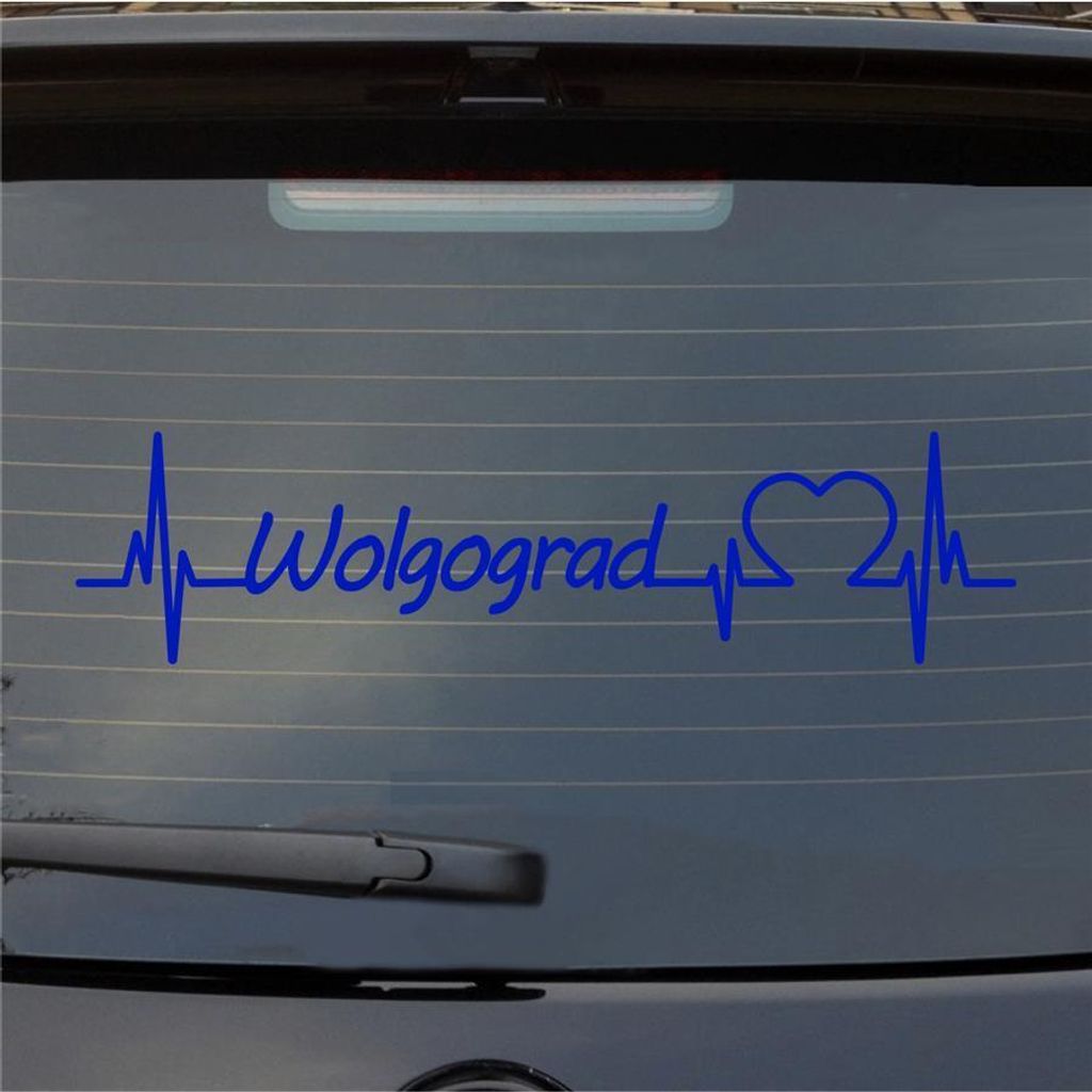 Heckscheibenaufkleber Wolgograd Herzschlag Puls Stadt Liebe 55x13 cm Dunkelblau Auto Aufkleber Sticker