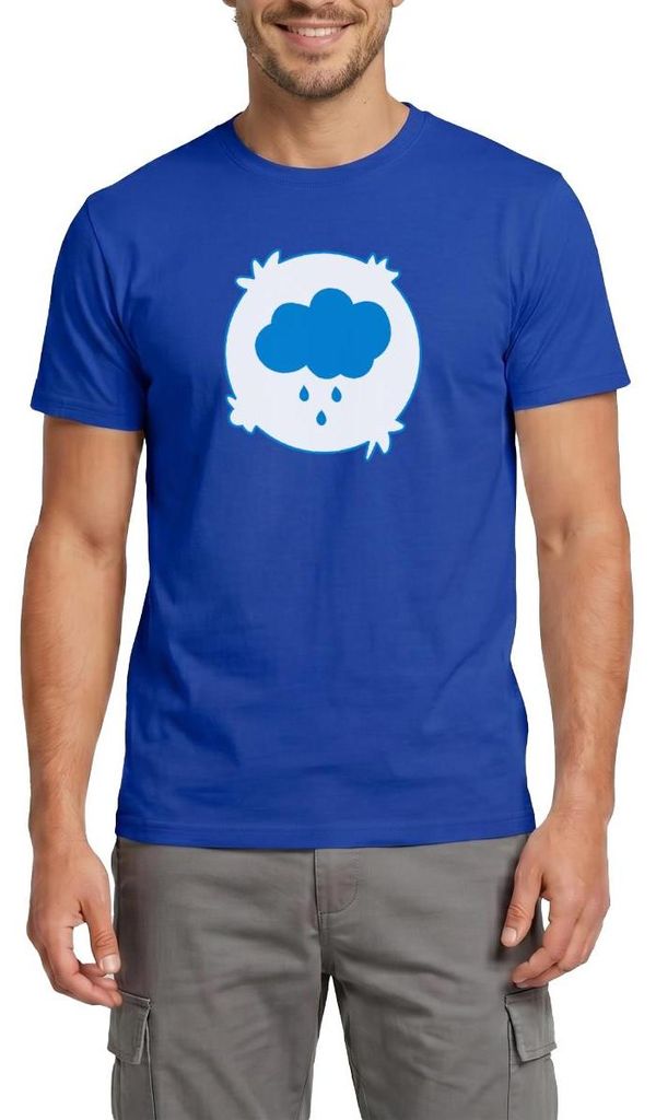 Spreadshirt Bärchi Glücksbär Regenwolke Wolke Regen Blau Karneval Männer T-Shirt, 4XL, Dunkelblau