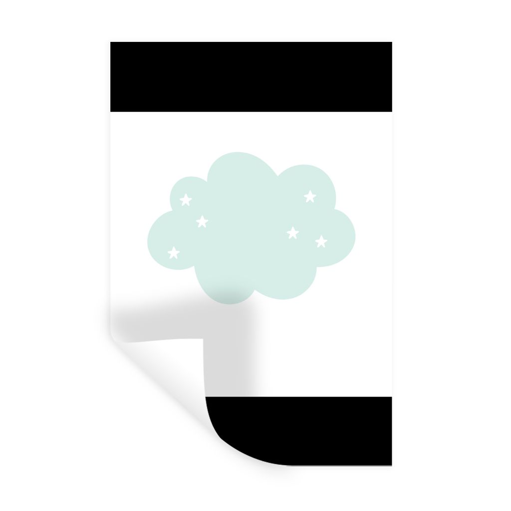 MuchoWow Wandtattoo Wandsticker Wandaufkleber Wolke - Sterne - Pastell - Kinder - Baby 20x30 cm Selbstklebend und Repositionierbar - Sticker - De...