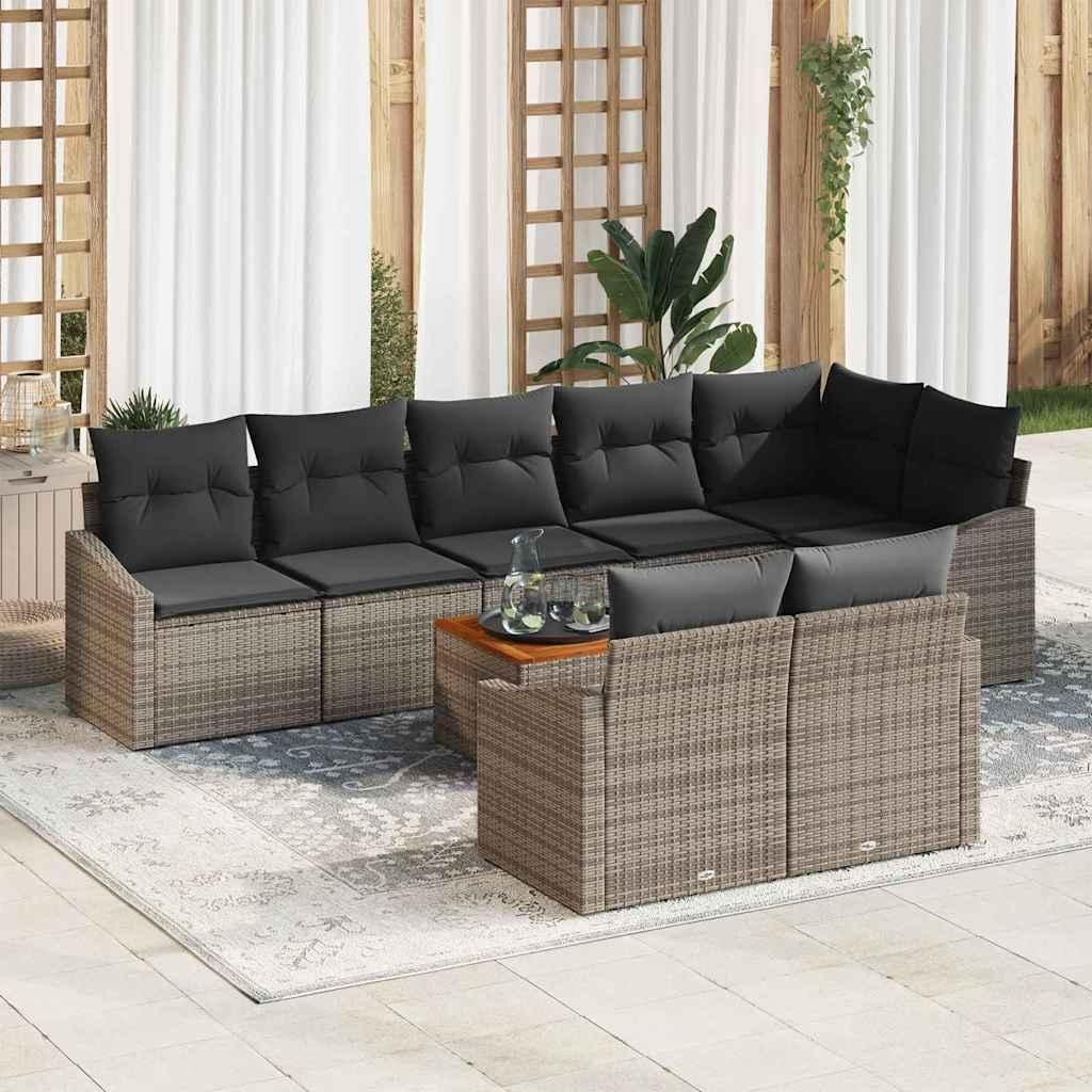 Maison Exclusive - Gartensofa-set mit Speicher 9 pcs Grau Poly-Rattan