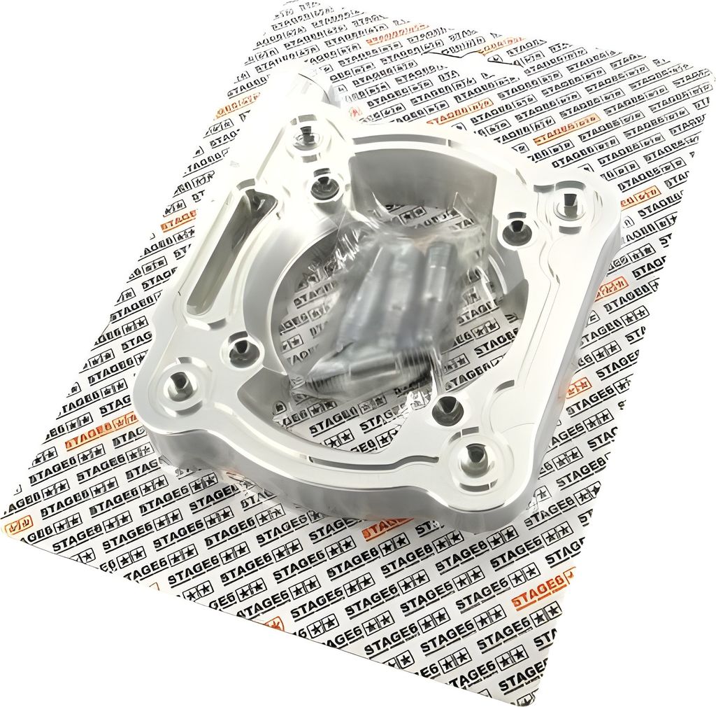 Zylinderfuß Adapter inkl. Stehbolzen Stage6 R / T 70 für LC - aluminium Aprilia, Amico (1991-1992), (ab 1993), GL, Sport, SR 50 (bis 1994), Area ...