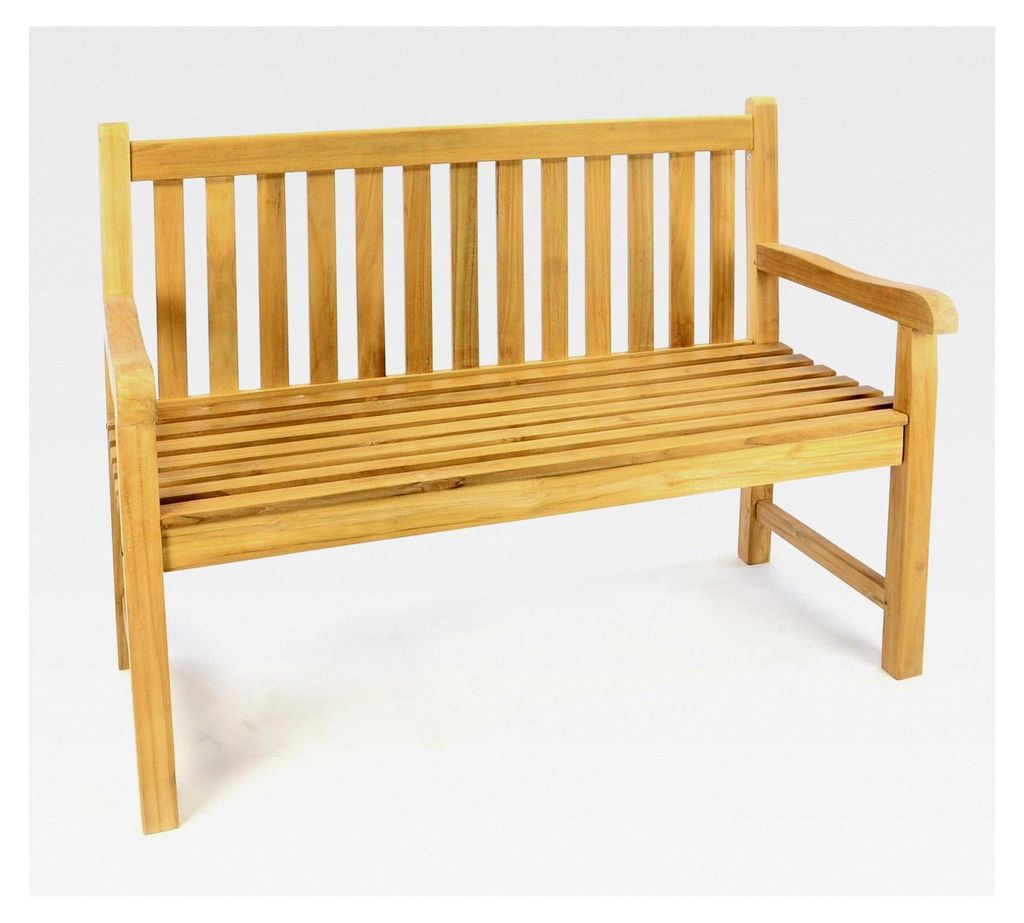 2-Sitzer Holzbank Gartenbank 120 cm Teak A++ unbehandelt Handarbeit wetterfest