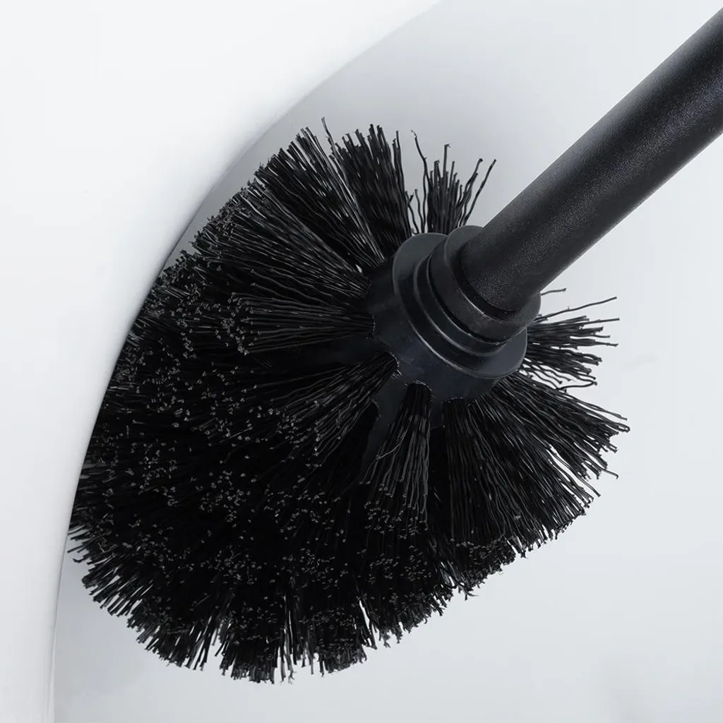 Brosse WC anti-stagnation avec support égouttoir métal noir hygiénique - 4
