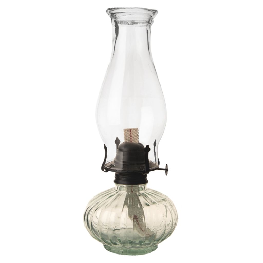 VTE Glasöllampe 32,5 cm mit verstellbarem Docht und abnehmbarem Schirm, 550 ml Tankinhalt