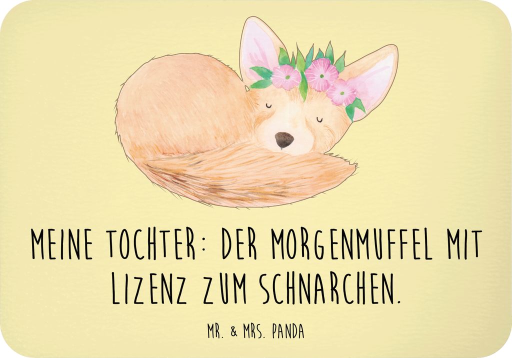 Mr. & Mrs. Panda Kühlschrankmagnet Tochter Morgenmuffel - Gelb Pastell - Geschenk, Verwandte, persönliche Erinnerungen, Geschenke für Töchter, ...