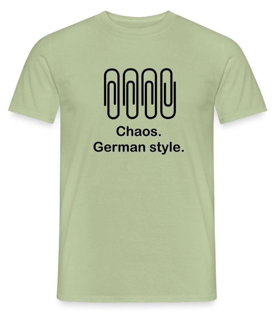 Spreadshirt Chaos German Style Heftklammern Büro Humor Männer T-Shirt, L, Sage