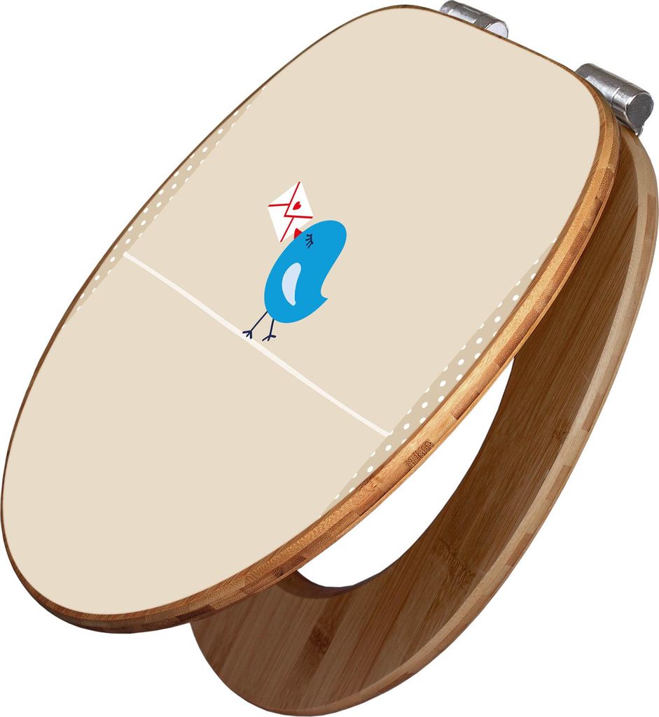 banjado Design WC Sitz Bambus Absenkautomatik -Liebesbrief - Toilettendeckel mit Absenkautomatik Holz/hochwertiger Bambus Klodeckel/WC-Sitz für al...