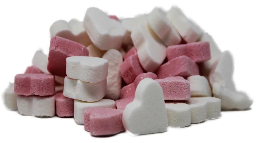Cœurs de menthe rose blanc dextrose saveur menthe 175g Image du produit 