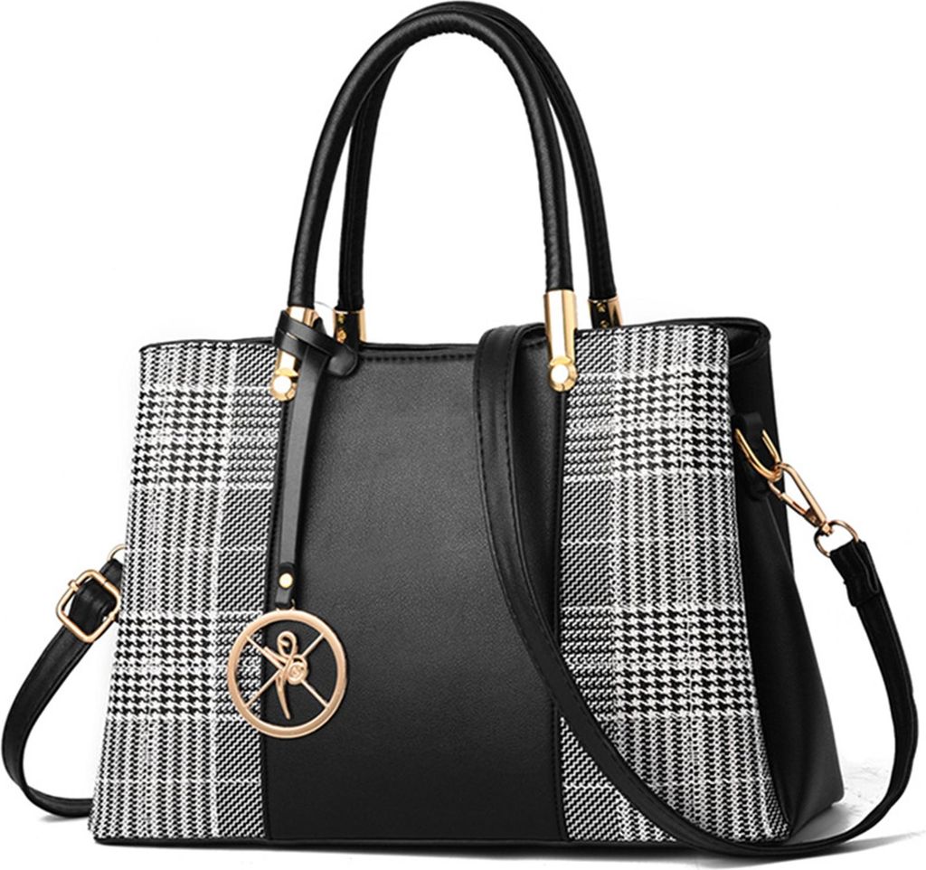 STILVORA Handtaschen Damen Shopper Kunstleder Handtaschen,Elegante Handtasche und Schultertasche und Umhängetasche,Schwarz-Weiß