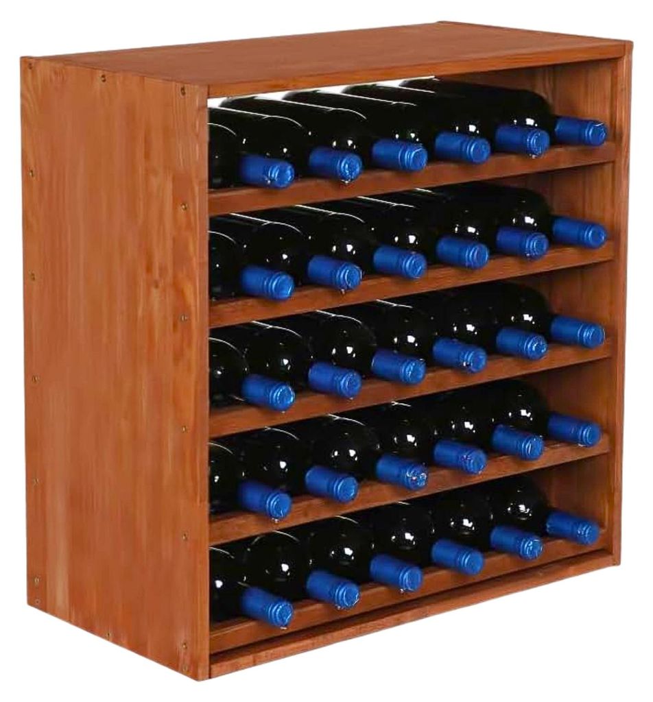 Modulares Weinregal VINCELLAR MOD | HxBxT 60x60x30cm | Standard Modul für 30 Flaschen | Massives Kiefernholz | Braun geölt