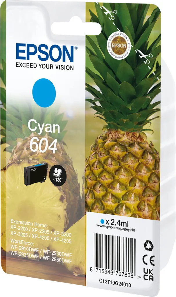 Prezzo Epson 604 Ciano Originale T10G24020 - Cartuccia Inchiostro