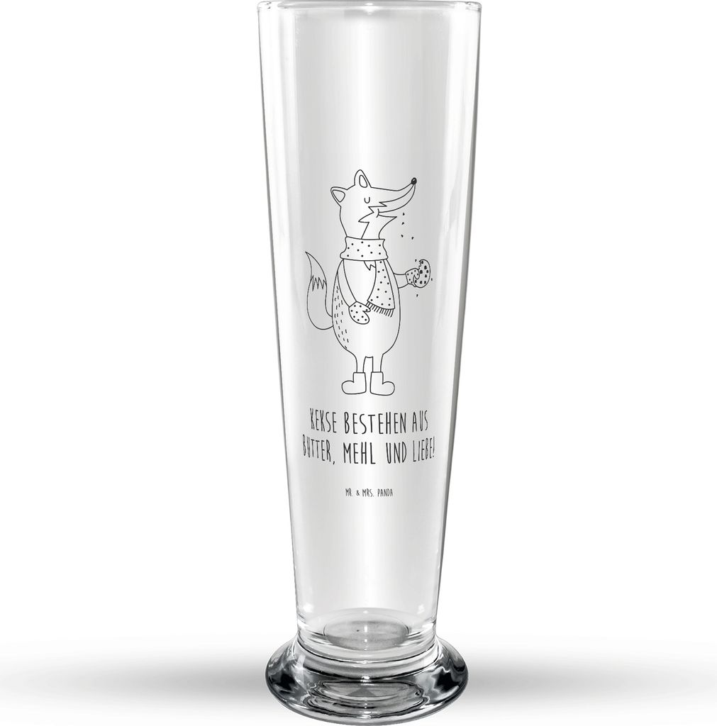 Mr. & Mrs. Panda Bierglas Fuchs Keks - Transparent - Geschenk, Weihnachten, Winter, Bierbecher, Bier Glas, Plätzchen, Weihnachtlich, Frieren, Trin...