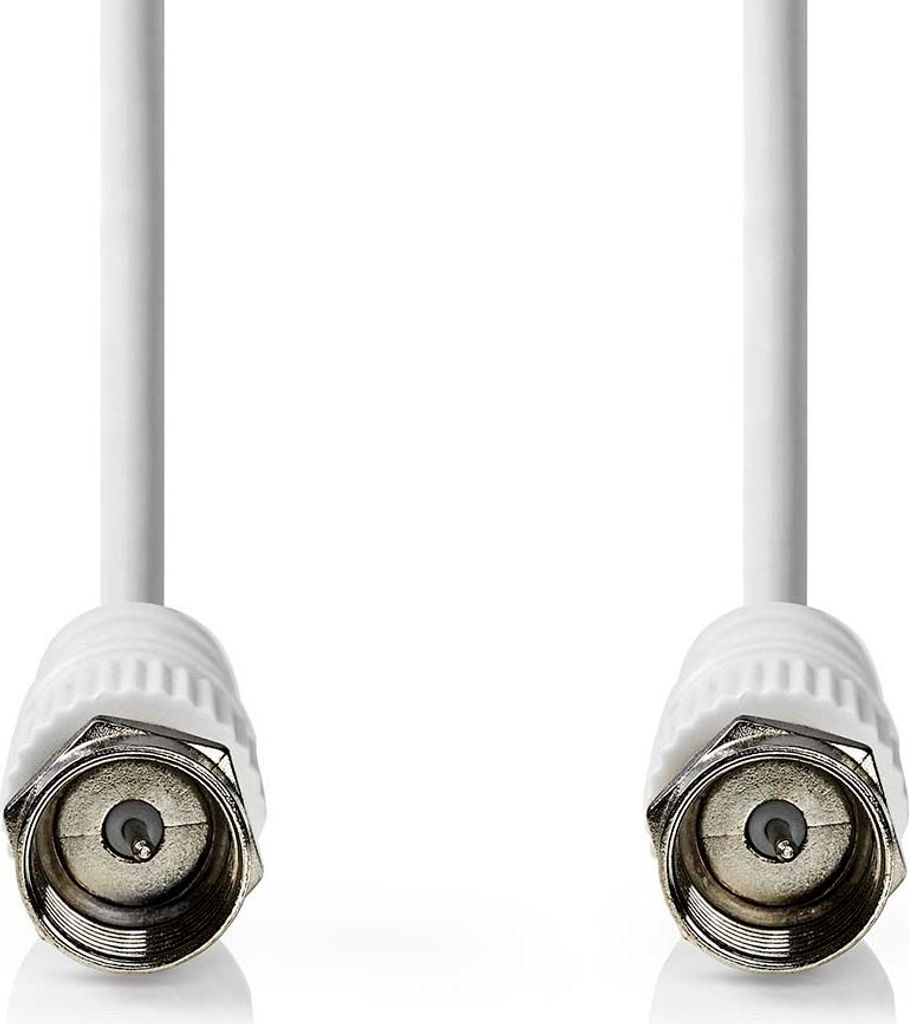 Nedis Satelliten- und Antennenkabel - F Stecker - F Stecker - Vernickelt - 50 dB - 75 Ohm - Doppelt geschirmt - 1.00 m - Rund - PVC - Weiss - Label