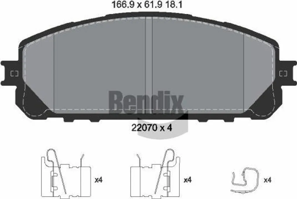 Jeu de Plaquettes de Frein à Disque BENDIX pour Jeep Cherokee