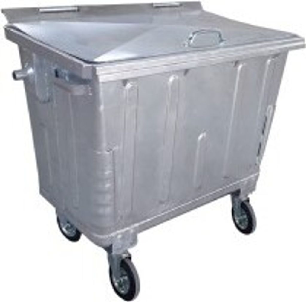 Hardwex Müllcontainer 660 l aus verzinktem Stahlblech mit Flachdeckel