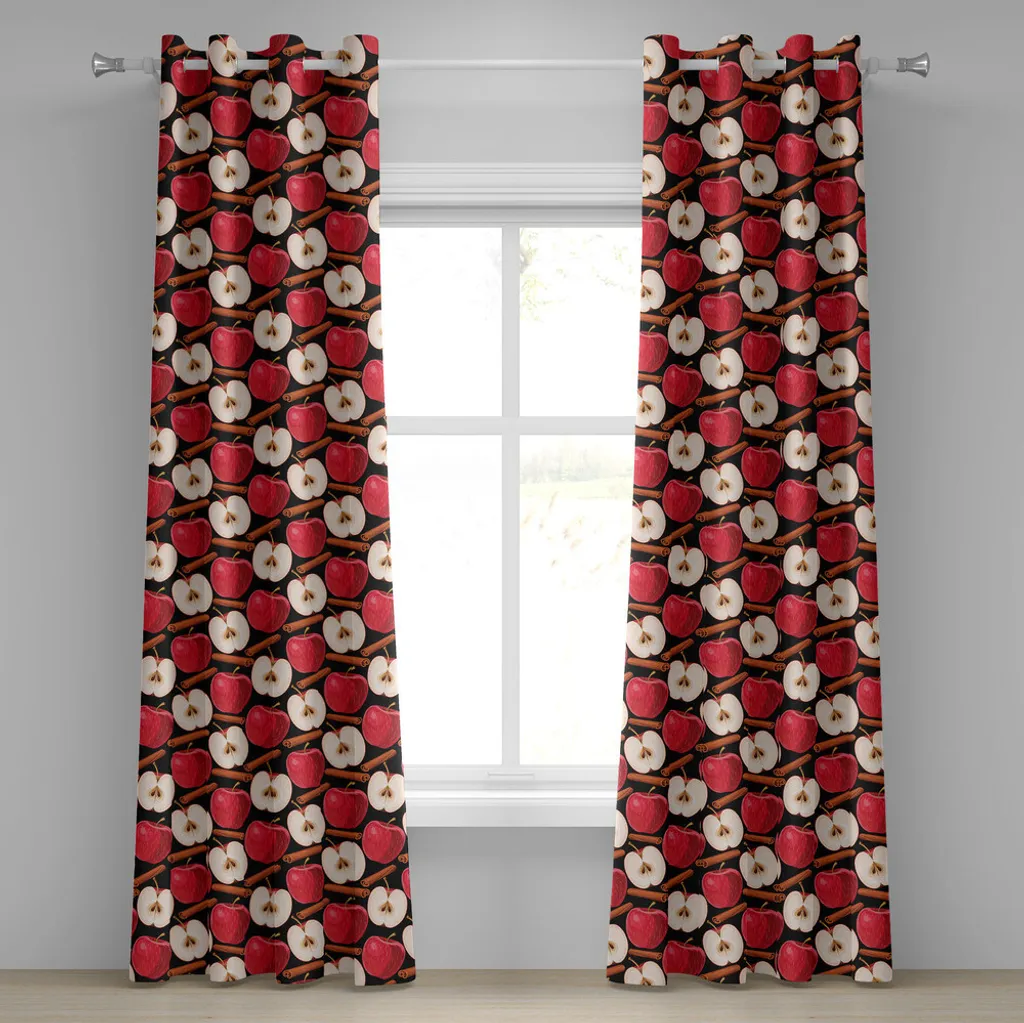 Rideaux occultants déco 2 panneaux motif épices et pommes 280x245 cm