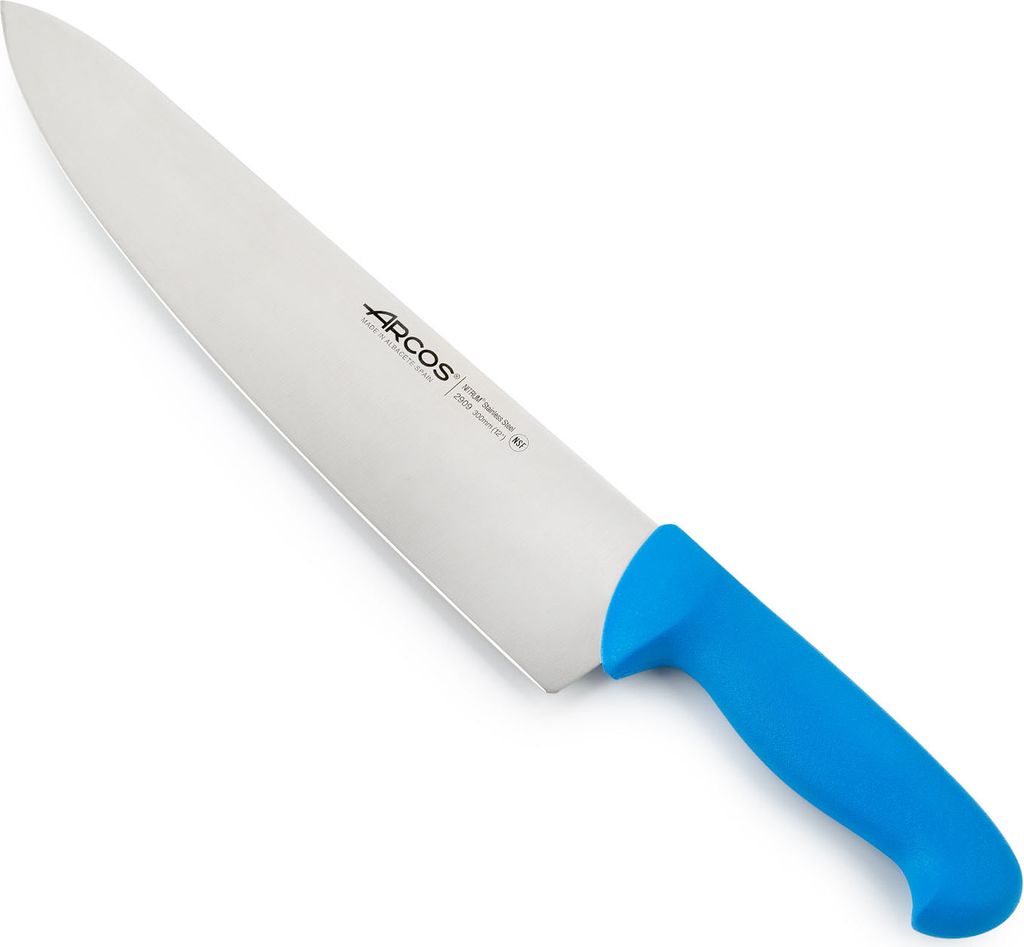 Kochmesser Arcos Farbe - Prof 290923 aus Nitrum-Edelstahl und mango ergonomisches blaues Polypropylen und 30 cm Klinge, Vitrine