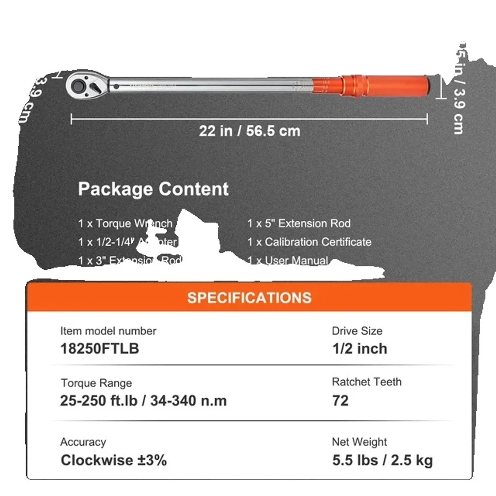 Chiave Dinamometrica 1/2 Pollice 25-250 ft-lb | Occasione Meccanica