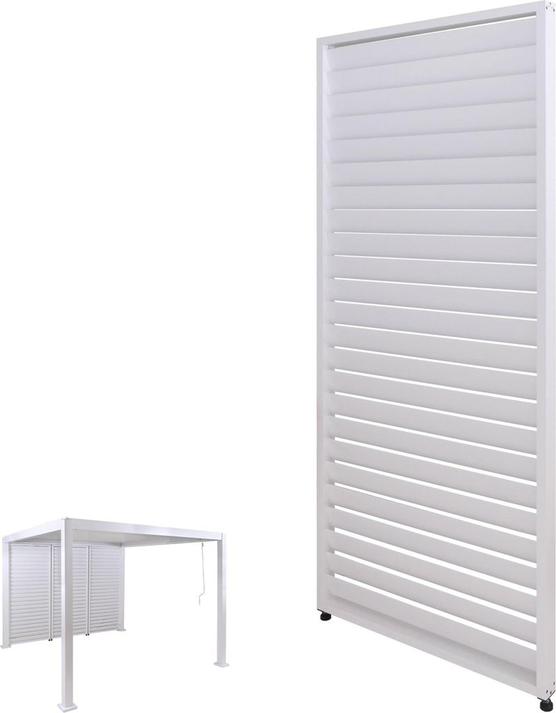 Lamellenwand für Pergola MCW-P65, Lamellenpaneel Modul Paneel Seitenwand, Aluminium 220x90cm weiß