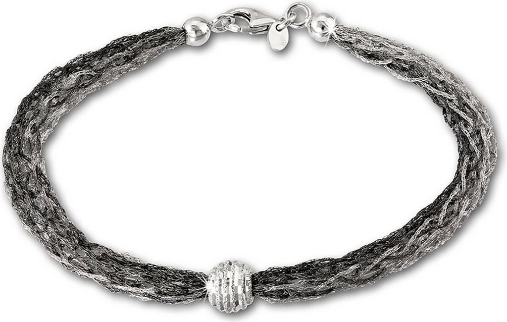 SilberDream 20,5cm Armband Kugel schwarz silber Damen Schmuck 925er D2SDA1001K