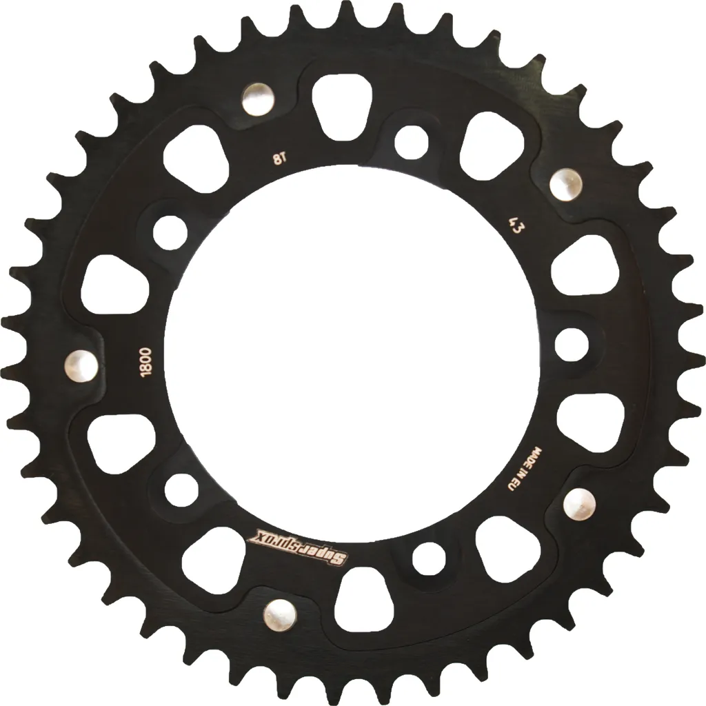 Couronne Arrière Moto 43 Dents Pas 530 Supersprox Stealth Noir RST
