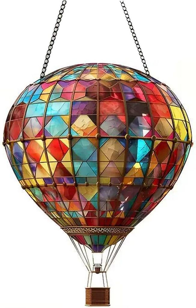 Heißluftballon-Dekoration, 2D-Anhänger aus flachem Acryl, bunter Heißluftballon, hängendes Nachbildung für Zuhause, Büro, Innen- und Gartende...